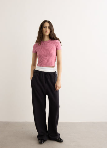 Wide Leg Sweatpants With Exposed Brief