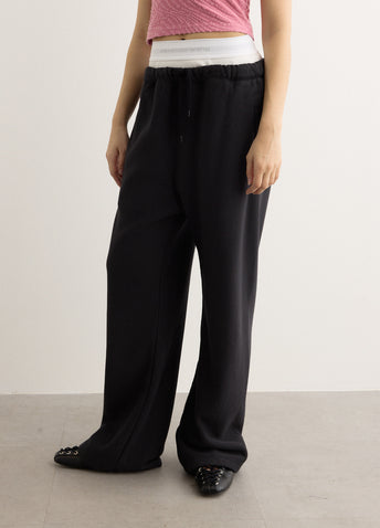 Wide Leg Sweatpants With Exposed Brief