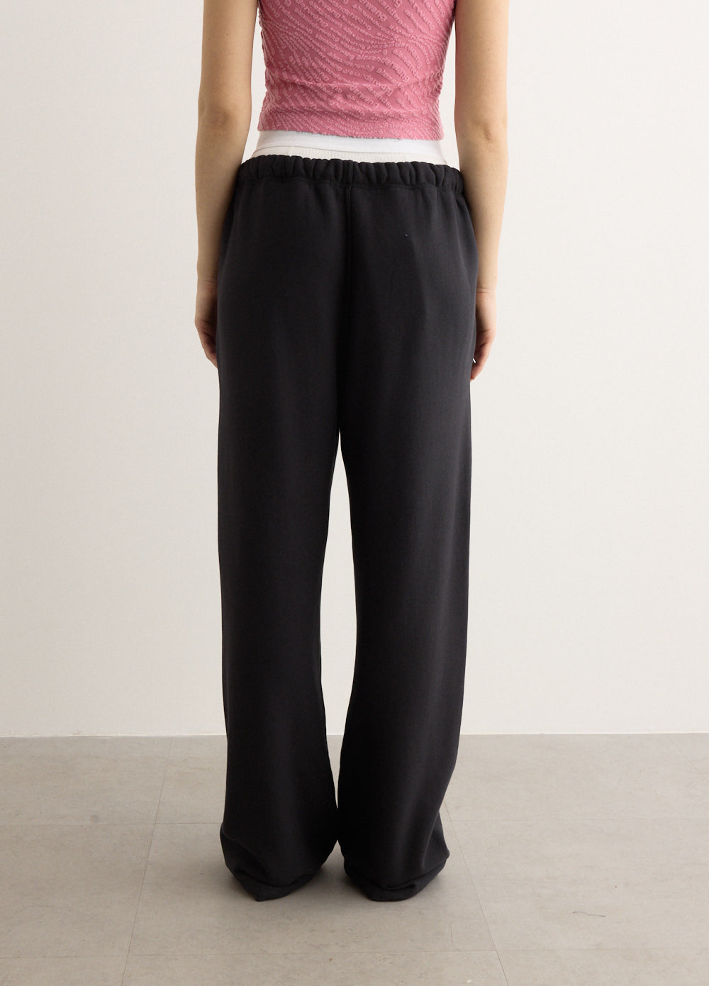 Wide Leg Sweatpants With Exposed Brief