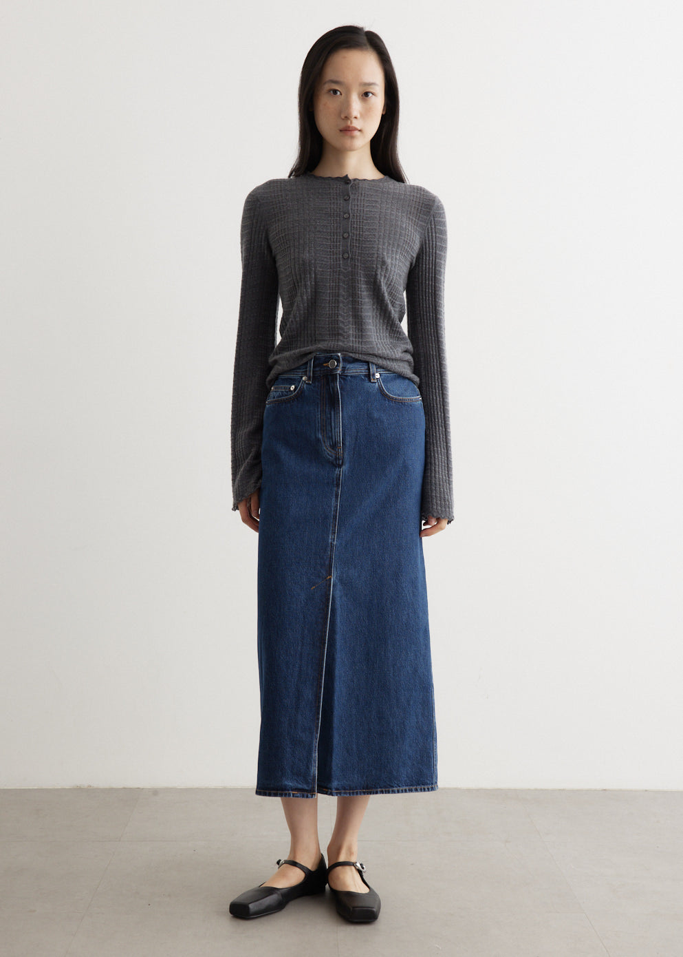 Loulou Studio - Rona Long Denim Skirt - Skirt,Specials : American Fashion Style Bags On Sale Loulou Studio - Rona Long Denim Skirt - Skirt,Specials : American Fashion Style Bags On Sale