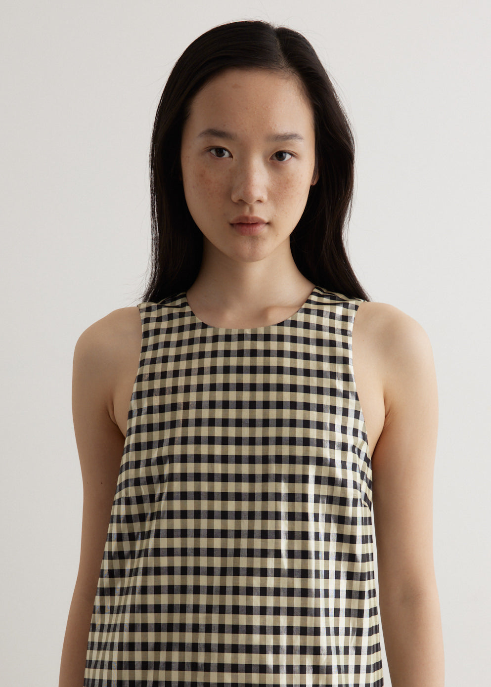 shiny check jacquard midi dress GANNI Shiny Check Jacquard Midi Dress