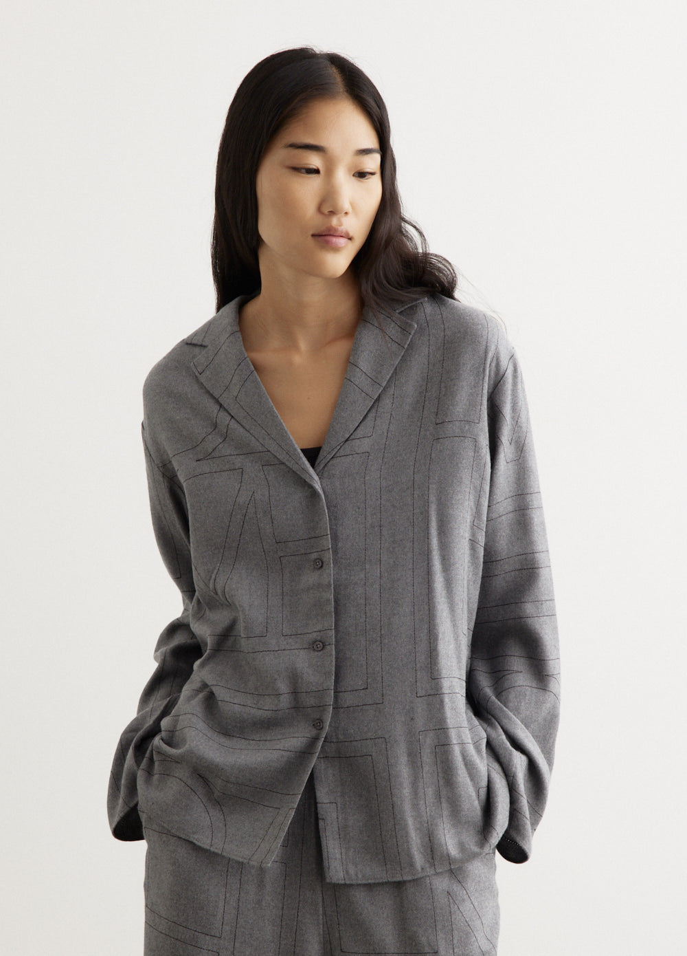 Toteme - Monogram Flannel Pj Top - Blouse,Specials : American Fashion Style Bags On Sale Toteme - Monogram Flannel Pj Top - Blouse,Specials : American Fashion Style Bags On Sale