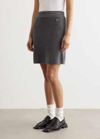 Bold Fox Head Patch Short Ribbed Skirt