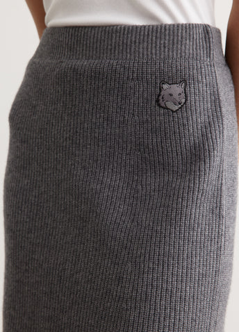 Bold Fox Head Patch Short Ribbed Skirt