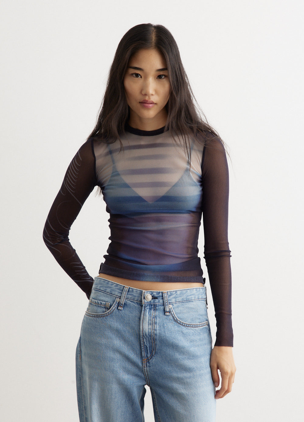 Mesh Crew Neck Top