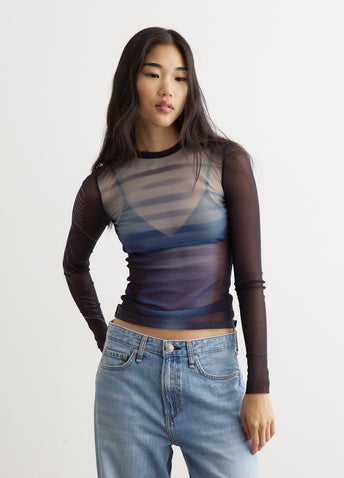 Mesh Crew Neck Top