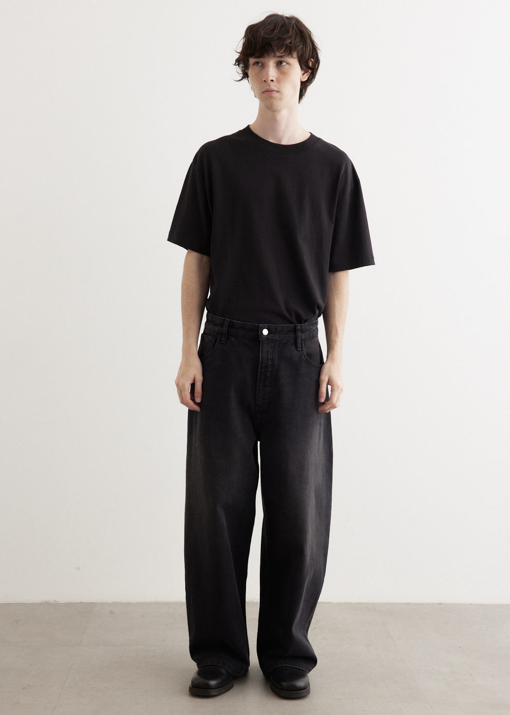 パンツ STUDIO NICHOLSON PAOLO SNM-1023 BLACK Paolo Denim Pant in