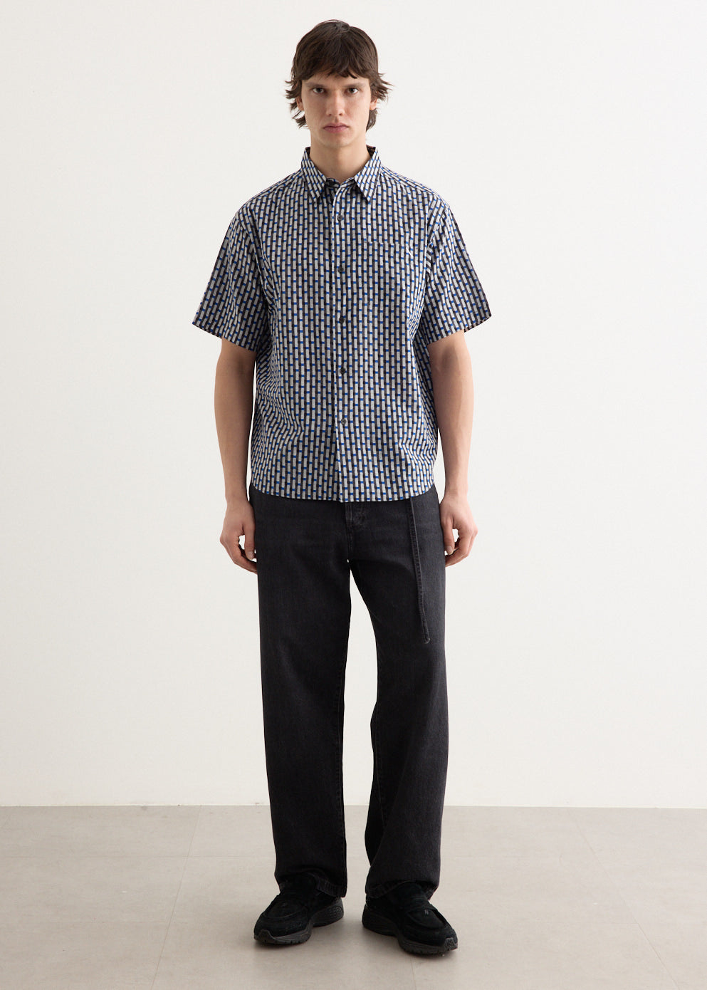 【JEMUT】25SS★ Brooklyn Western Stripe Short Sleeve Shirt JUNKYARD Boxy Short Sleeved Shirt Green | Men | Junkyard