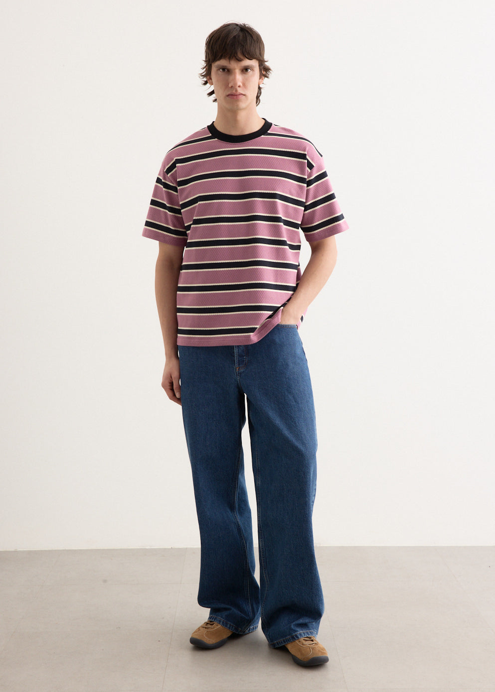 Mesh Border Stripe SS T-Shirt