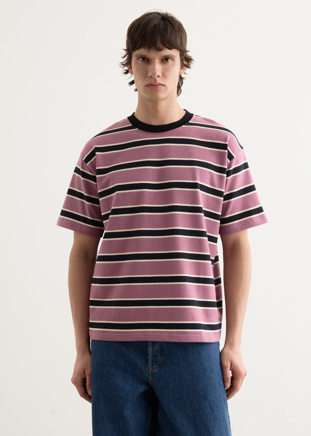 Mesh Border Stripe SS T-Shirt