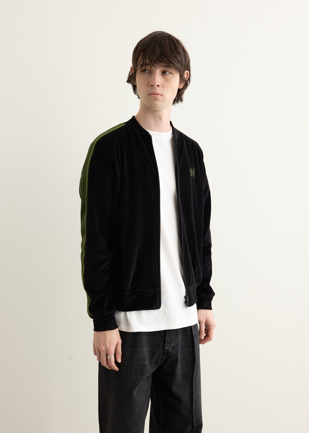 Rib Collar Track Jacket - C/PE Velour