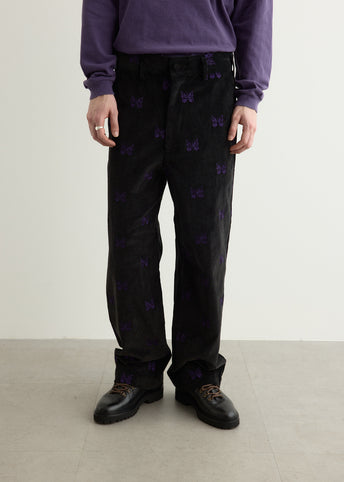 Straight Trouser - Papillon Emb. Corduroy