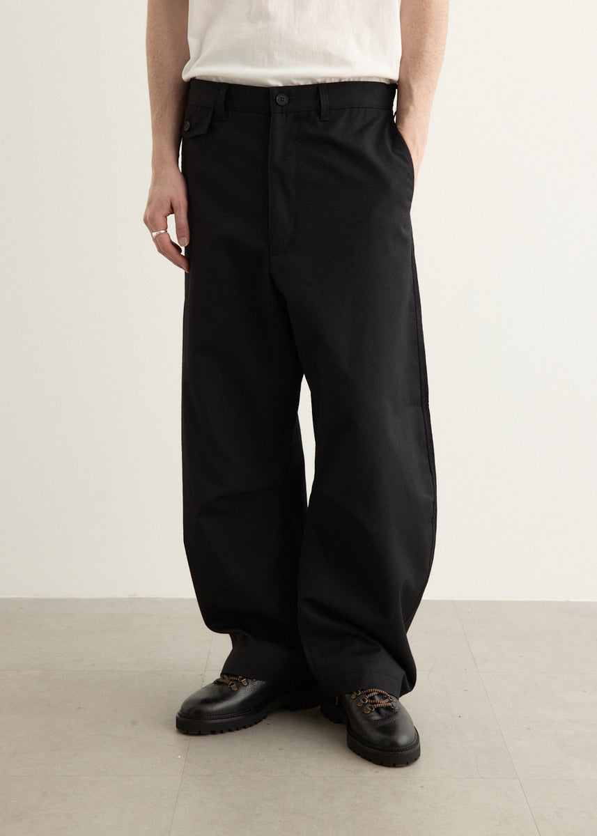 パンツ Wool polyester Inside slit Pants Wool Polyester Twill Wide Pants