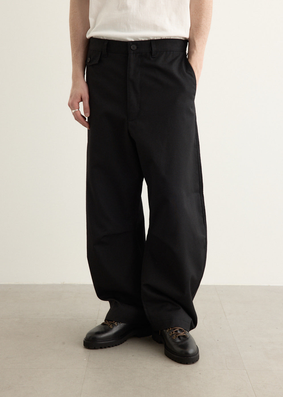 Wool Polyester Twill Wide Pants
