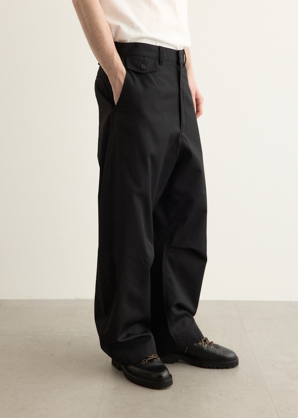 Wool Polyester Twill Wide Pants