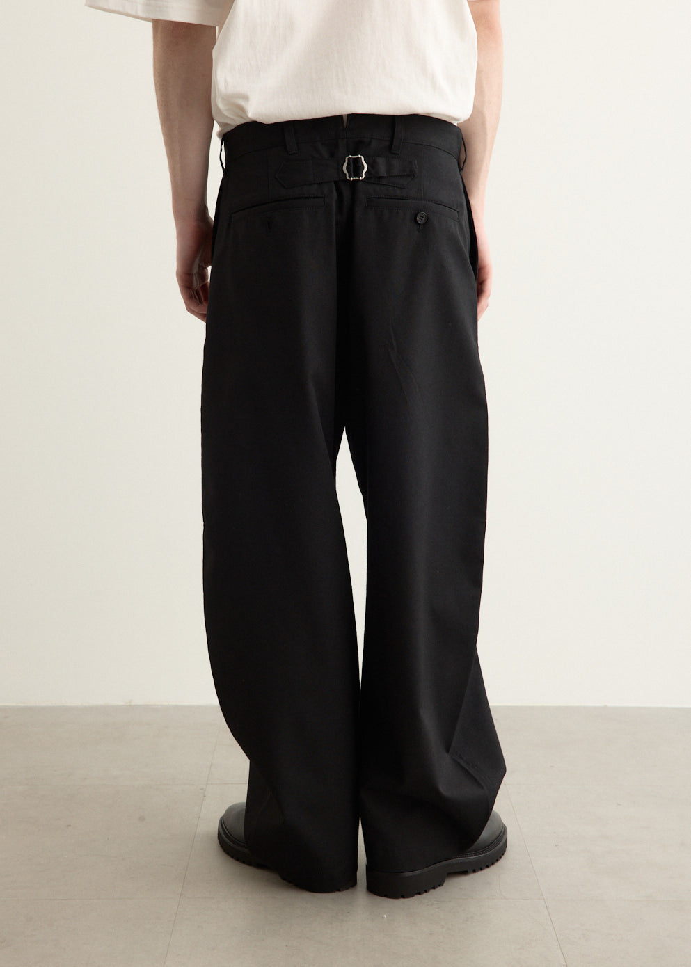 Wool Polyester Twill Wide Pants