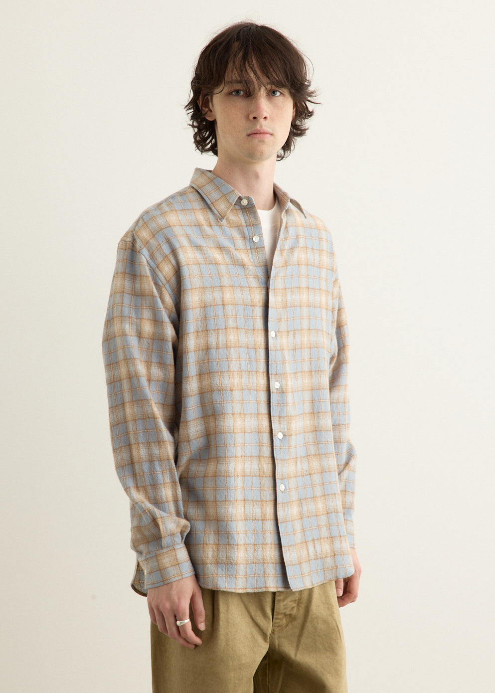 Airy Wool Check Shirt
