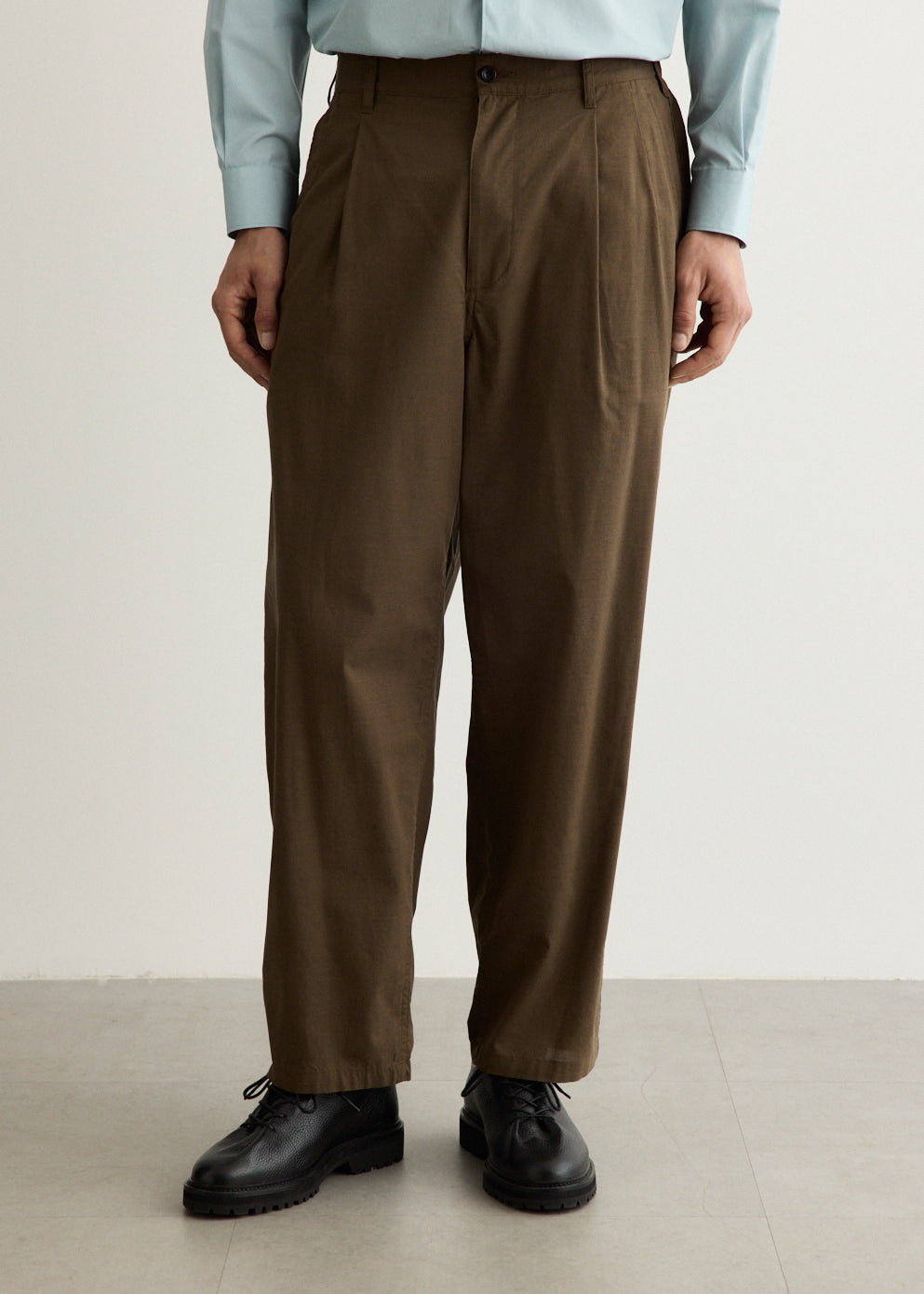 Cotton Wool Poplin Oversized Slacks
