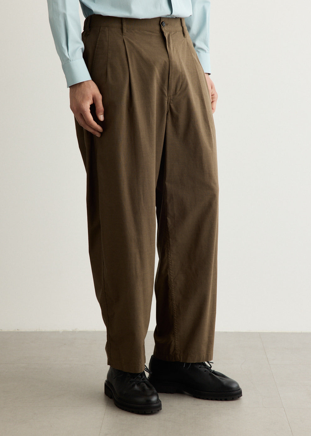 Cotton Wool Poplin Oversized Slacks