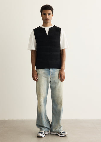 Structure Stripe Knit Vest