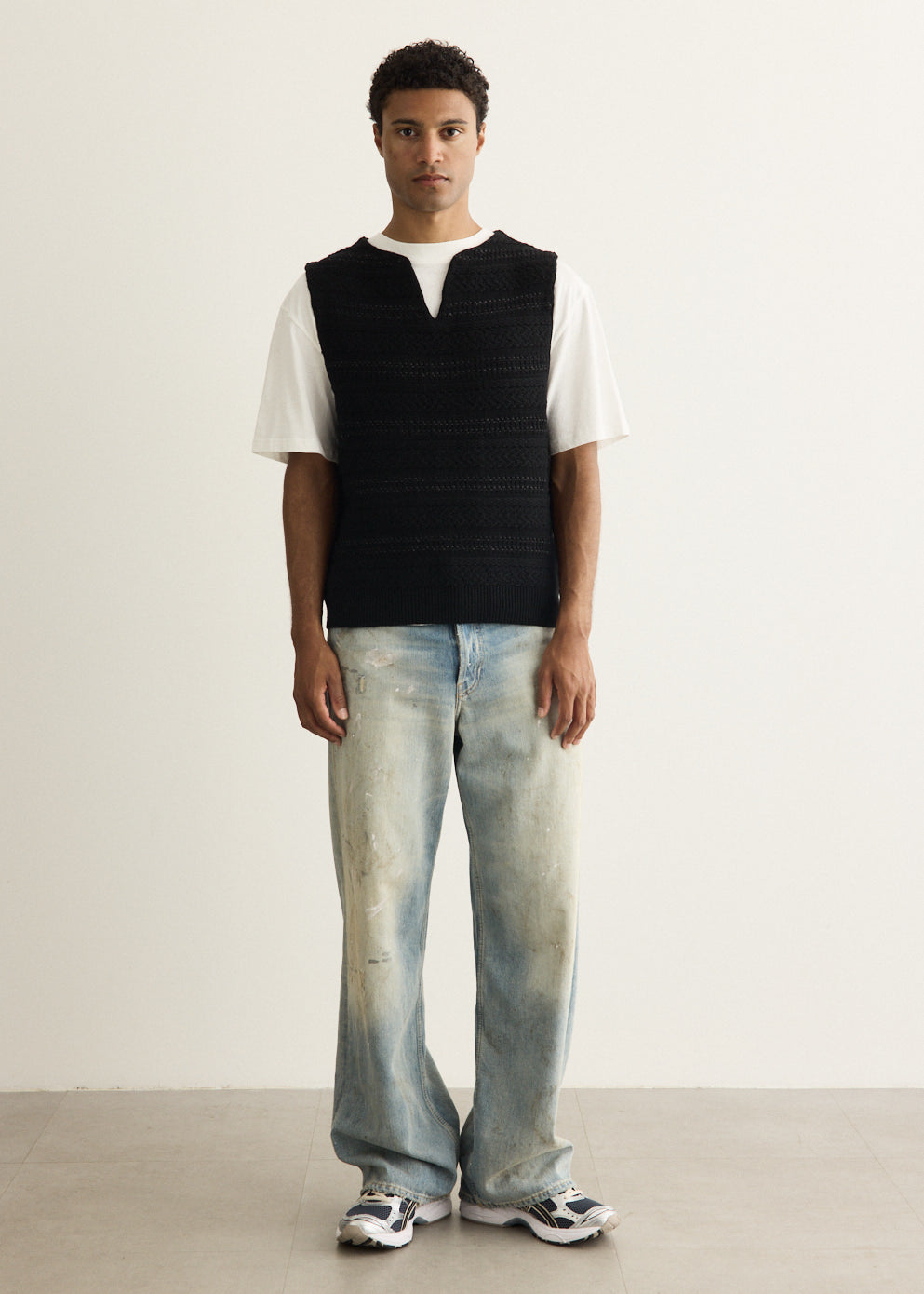 Structure Stripe Knit Vest
