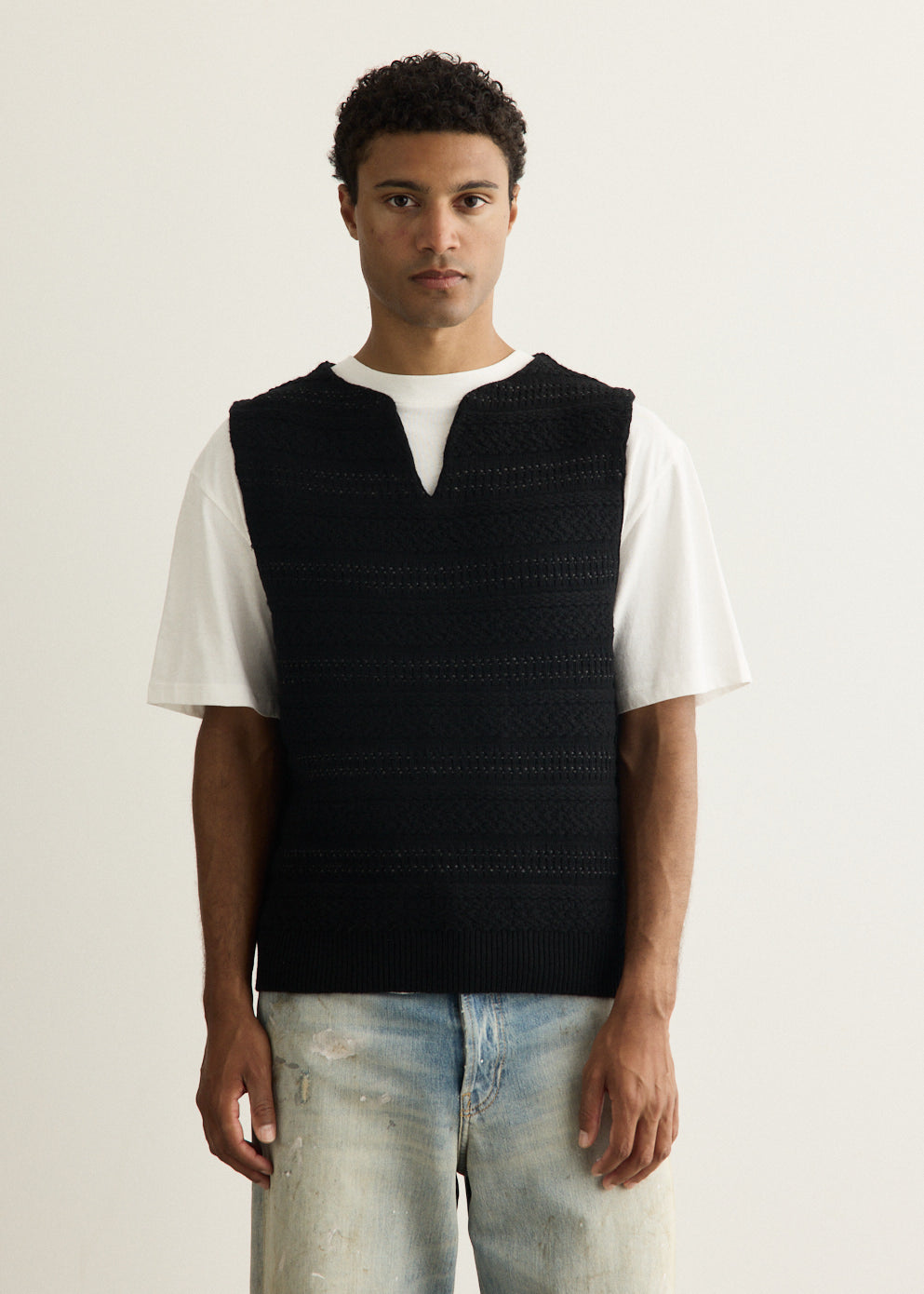 Structure Stripe Knit Vest
