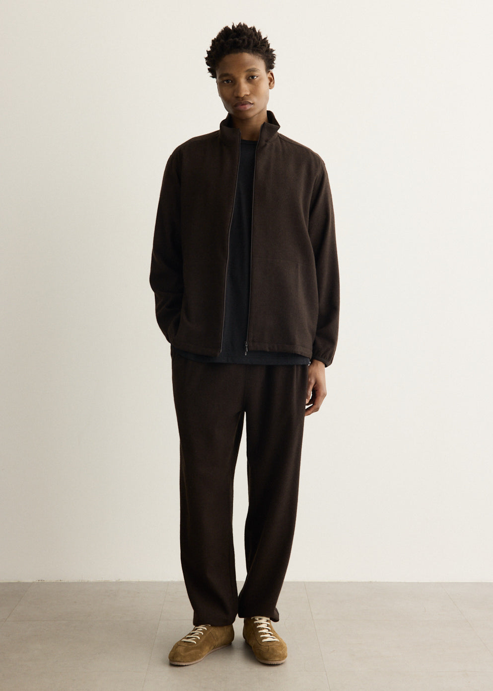 Cashmere Mixed High Neck Blouson