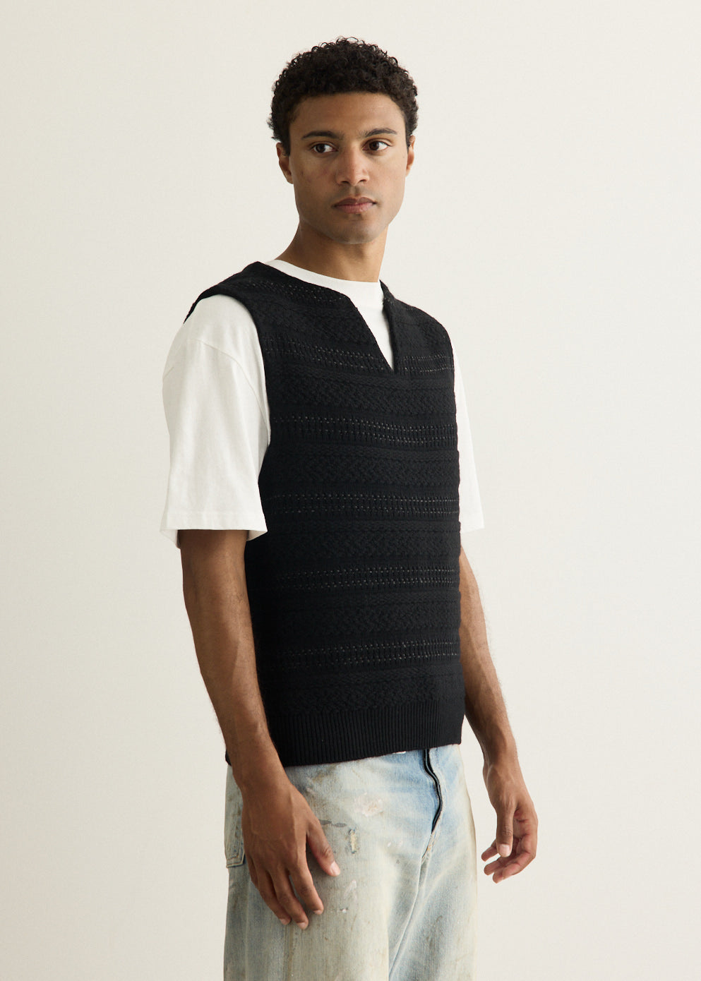 Structure Stripe Knit Vest
