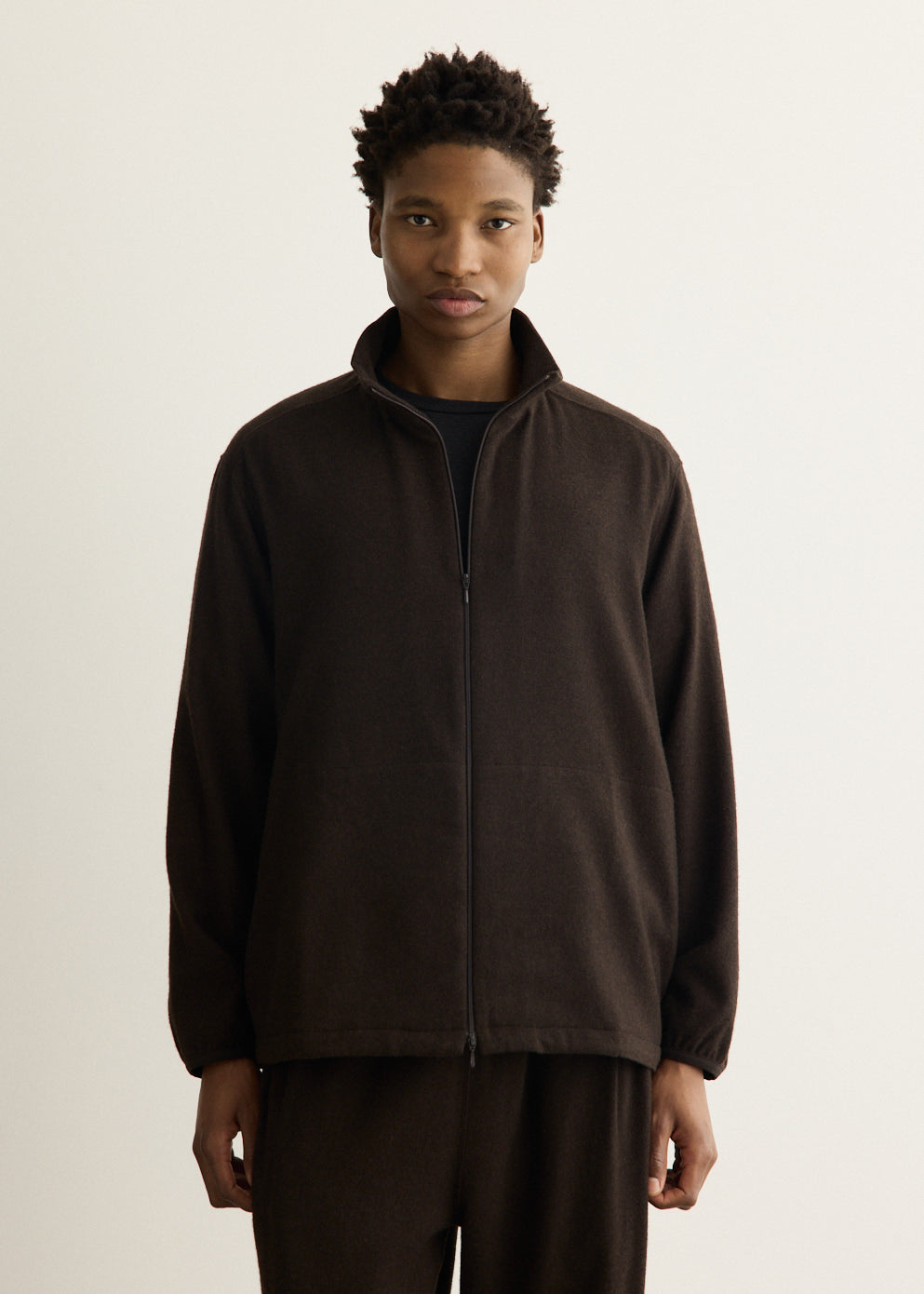 Cashmere Mixed High Neck Blouson