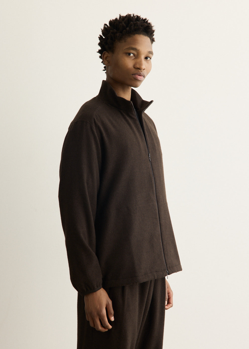 Cashmere Mixed High Neck Blouson
