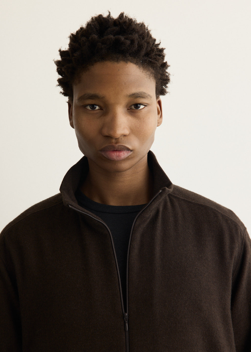 Cashmere Mixed High Neck Blouson