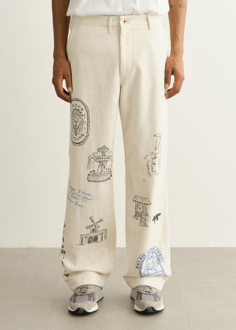 x Kuro Handwritten Postcard Pants