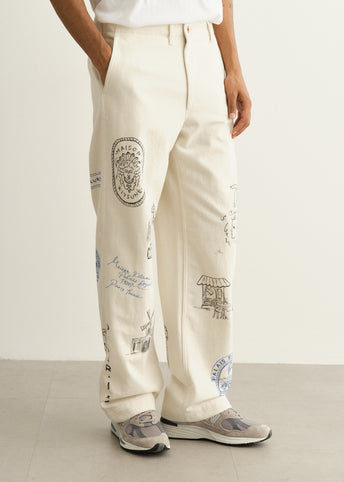 x Kuro Handwritten Postcard Pants
