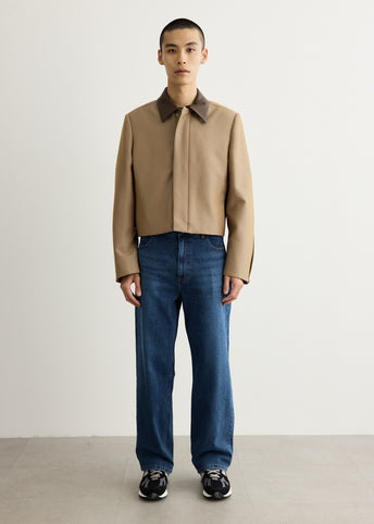 Contrast Collar Cropped Jacket