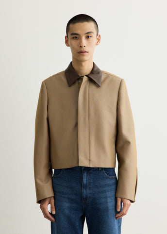 Contrast Collar Cropped Jacket