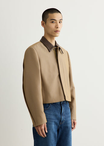 Contrast Collar Cropped Jacket