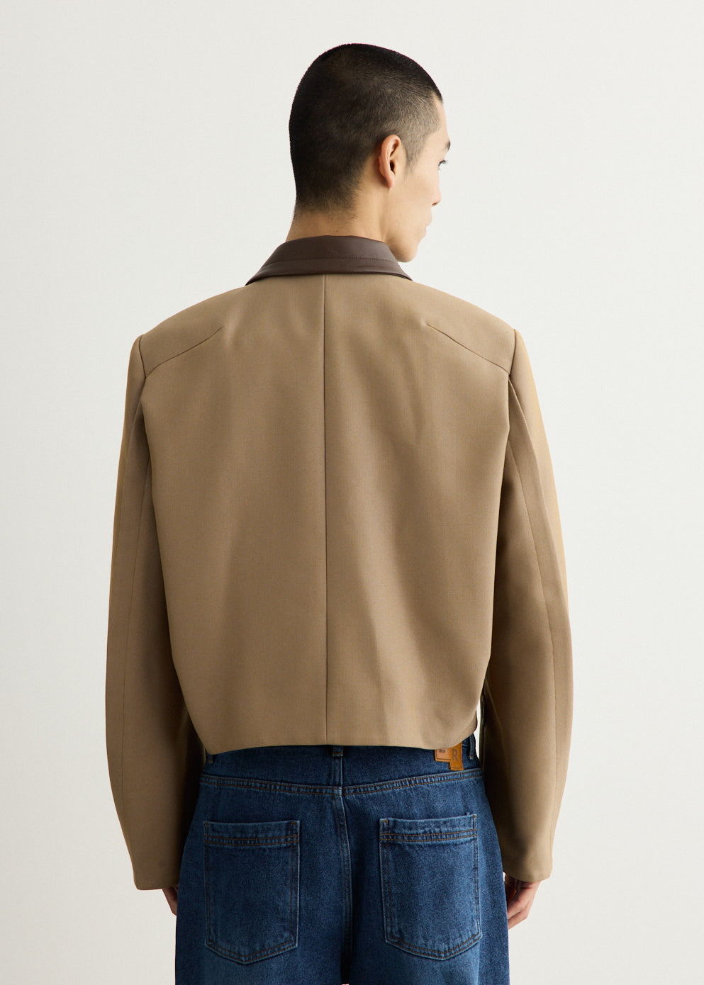 Contrast Collar Cropped Jacket