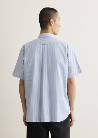 Cotton Stripe Patchwork Mix Short Sleeve Shirt