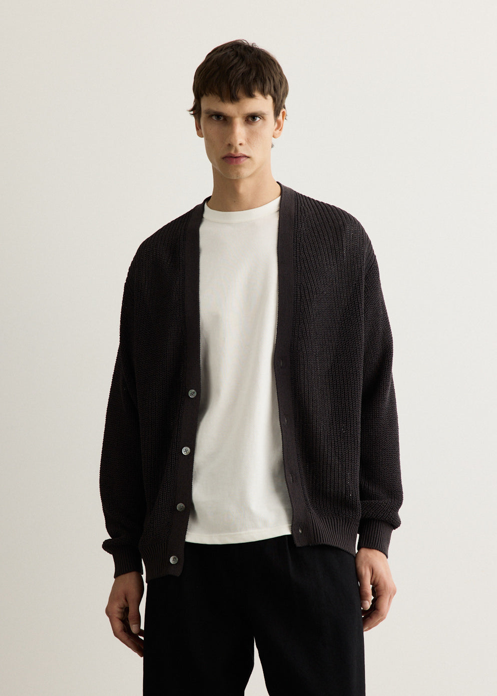 Coiled Wool Nylon Cardigan