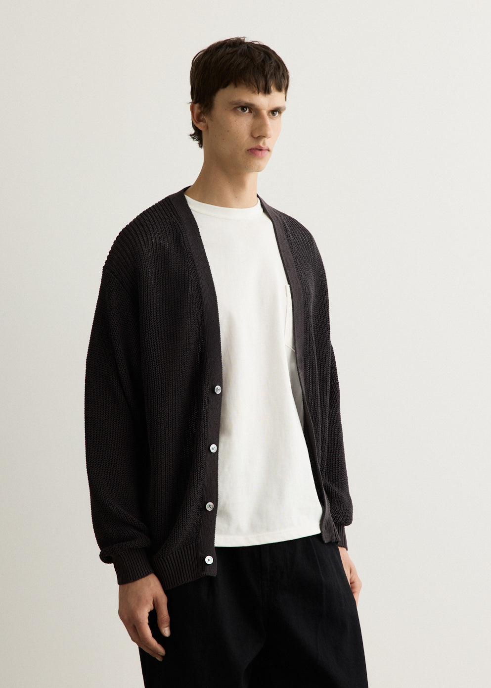 Coiled Wool Nylon Cardigan