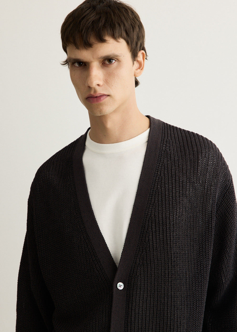 Coiled Wool Nylon Cardigan
