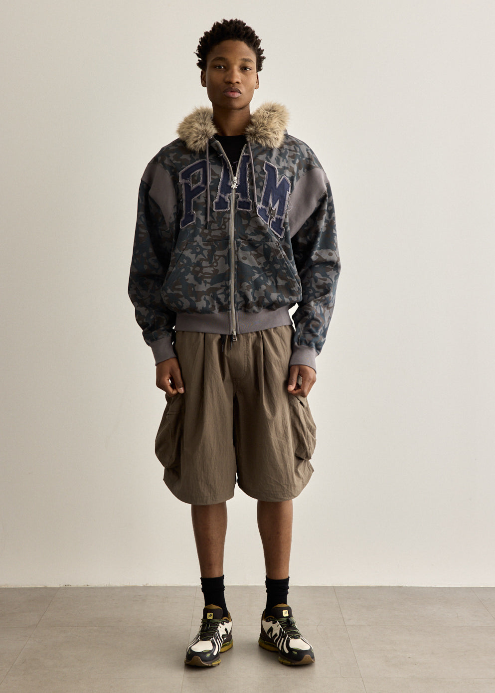 ABC Fur Trim Hooded Zip Thru Sweat