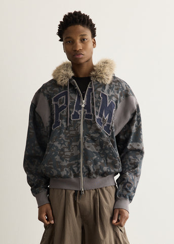 ABC Fur Trim Hooded Zip Thru Sweat