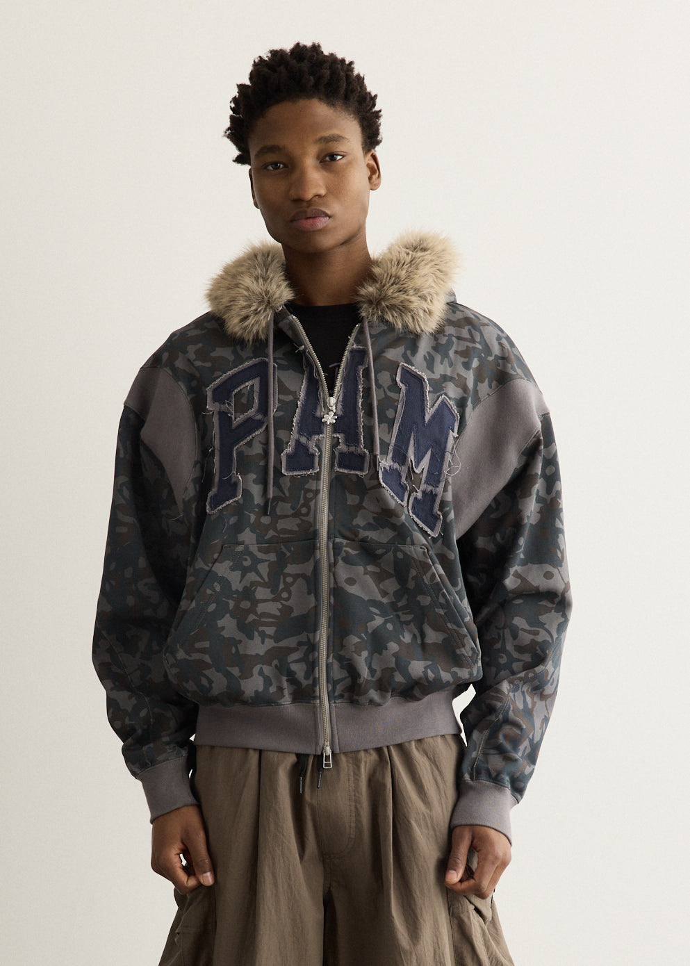 ABC Fur Trim Hooded Zip Thru Sweat