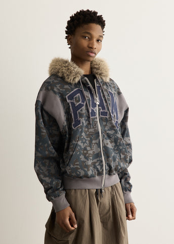 ABC Fur Trim Hooded Zip Thru Sweat
