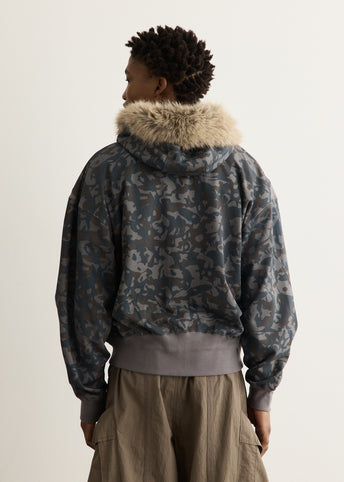 ABC Fur Trim Hooded Zip Thru Sweat