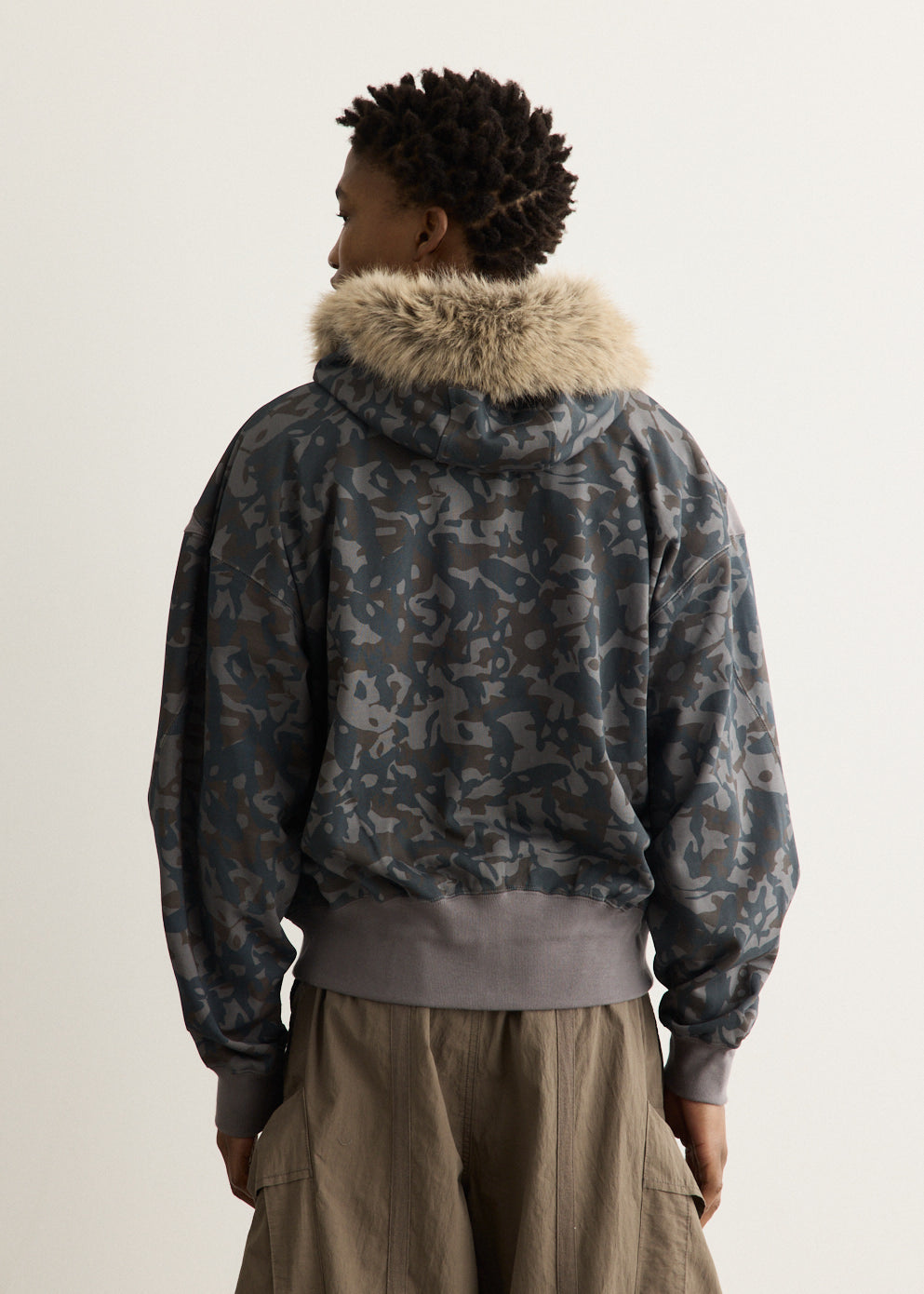 ABC Fur Trim Hooded Zip Thru Sweat