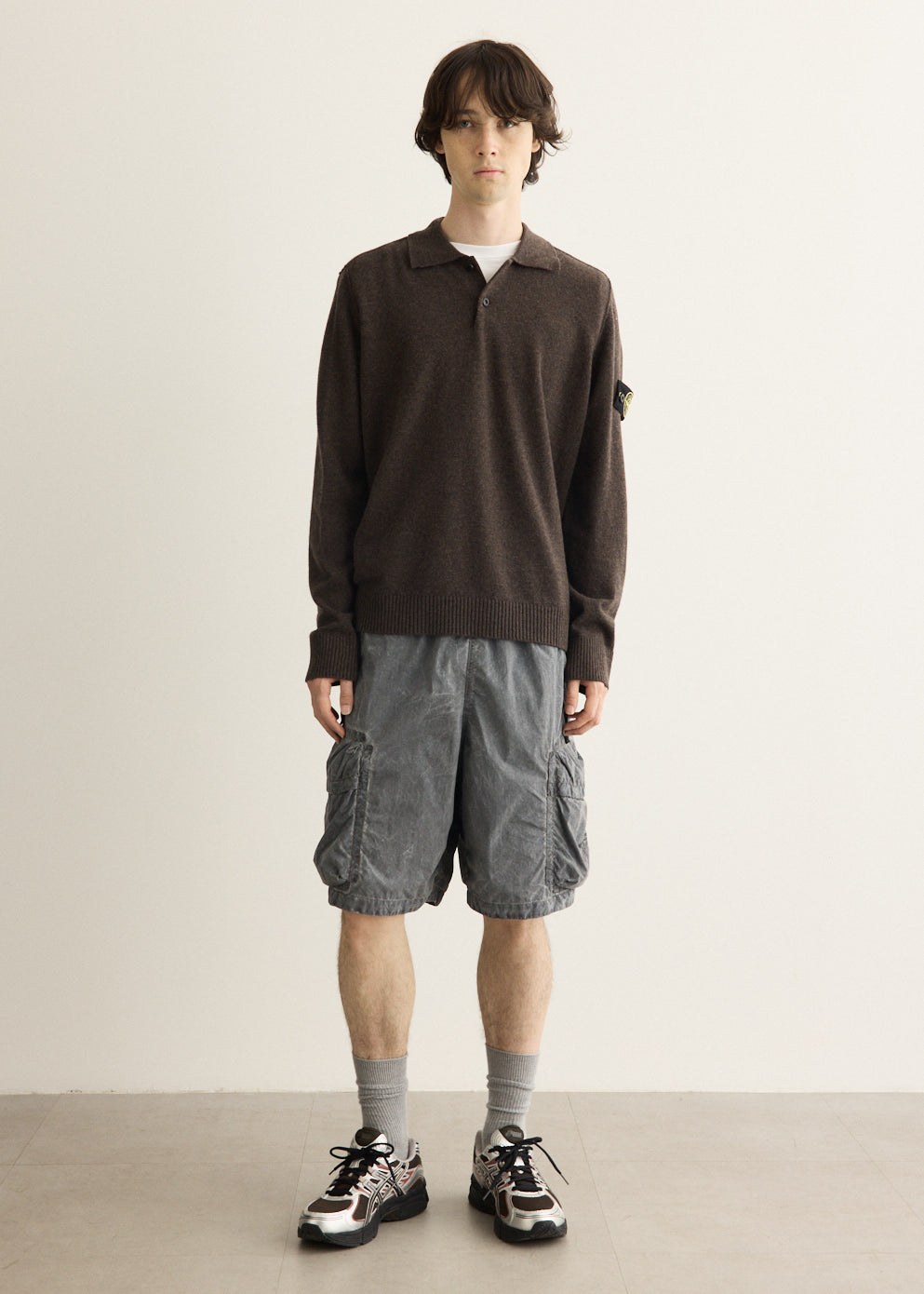 Uneven Pigment Dyed Nylon Smerigliato Cargo Shorts