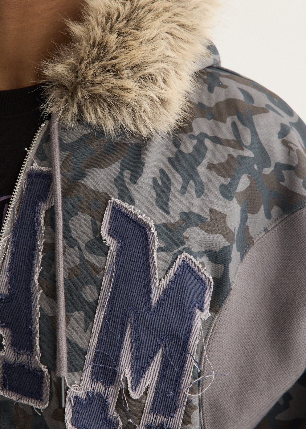 ABC Fur Trim Hooded Zip Thru Sweat