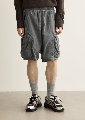Uneven Pigment Dyed Nylon Smerigliato Cargo Shorts